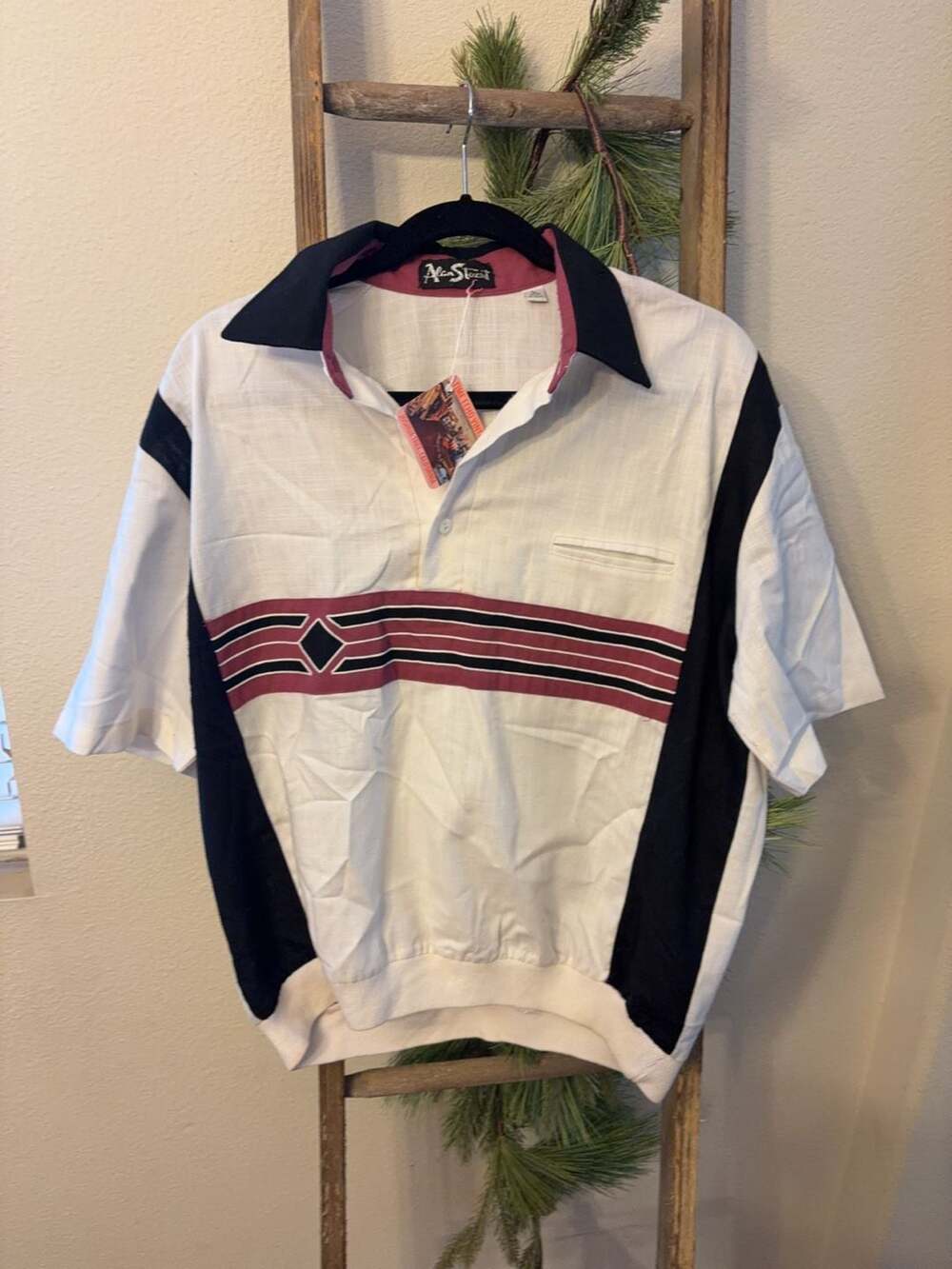 Alan Stuart Vintage Striped Polo Shirt Size Large